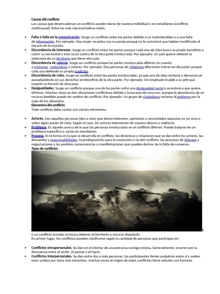 Causas y tipos de conflictos explicados | PDF | Desigualdad social ...