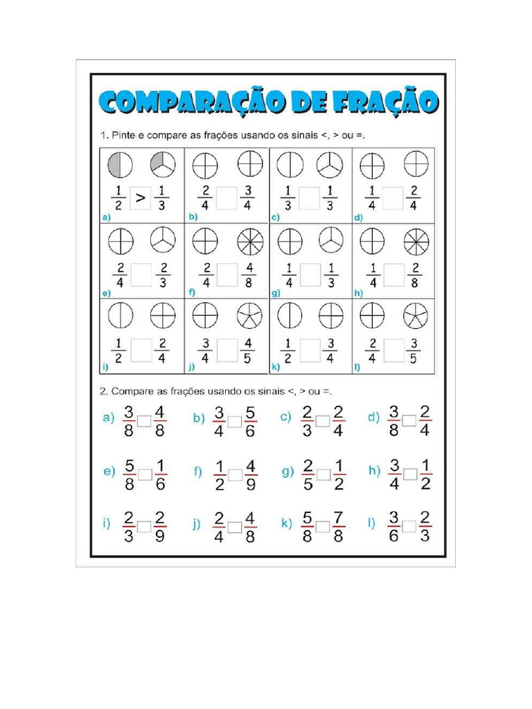 Comparação de Fração | PDF
