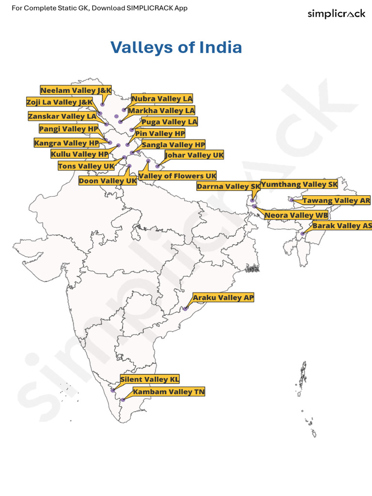 Major Valleys of India Overview | PDF | Himalayas | Kashmir