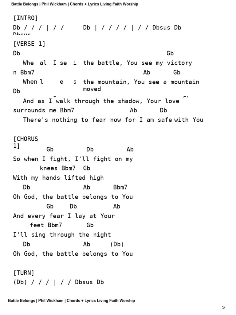 Battle Belongs Phil Wickham Chords Lyrics Essential Worship Db