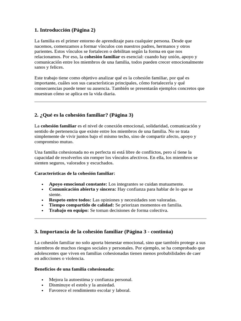 Importancia y Fortalecimiento de la Cohesión Familiar | PDF | Cohesión ...