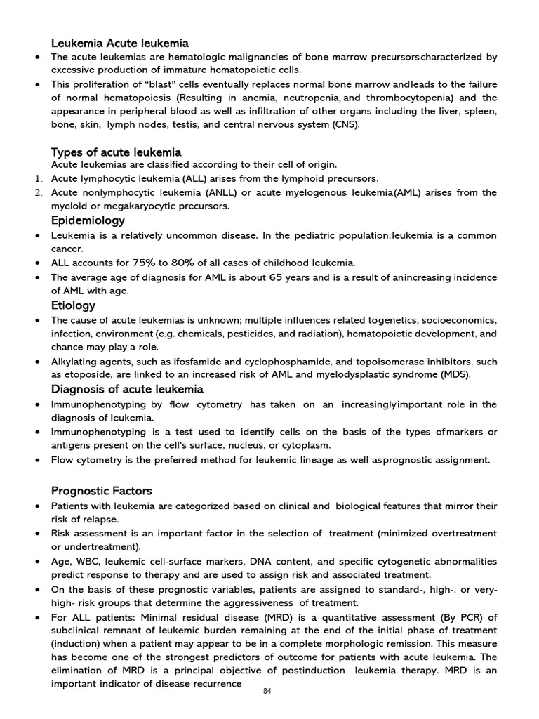 Acute Leukemia Overview and Treatment | PDF | Leukemia | Hematopoietic ...