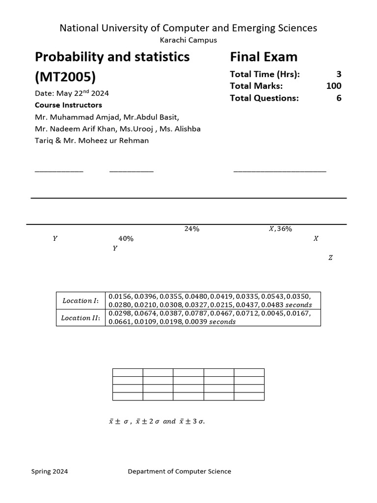 Paper Probability and Statistics | PDF | Weighted Arithmetic Mean ...