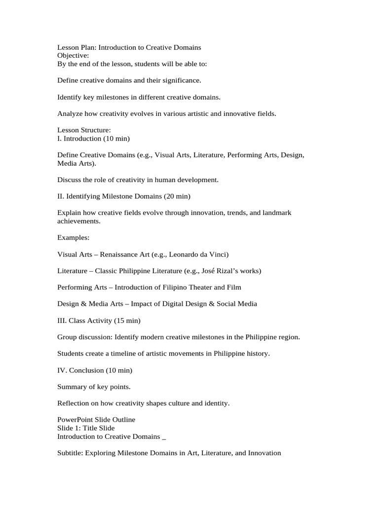 Creative Domains: Milestones in Art & Innovation | PDF | Creativity ...