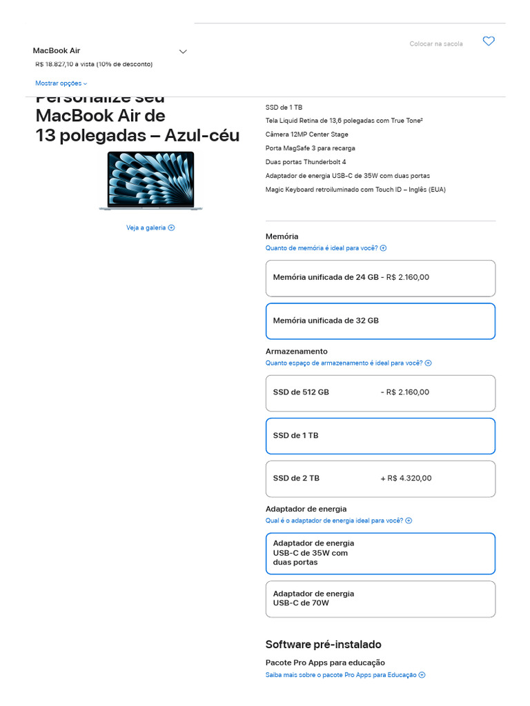 MacBook Air Azul-Céu 13