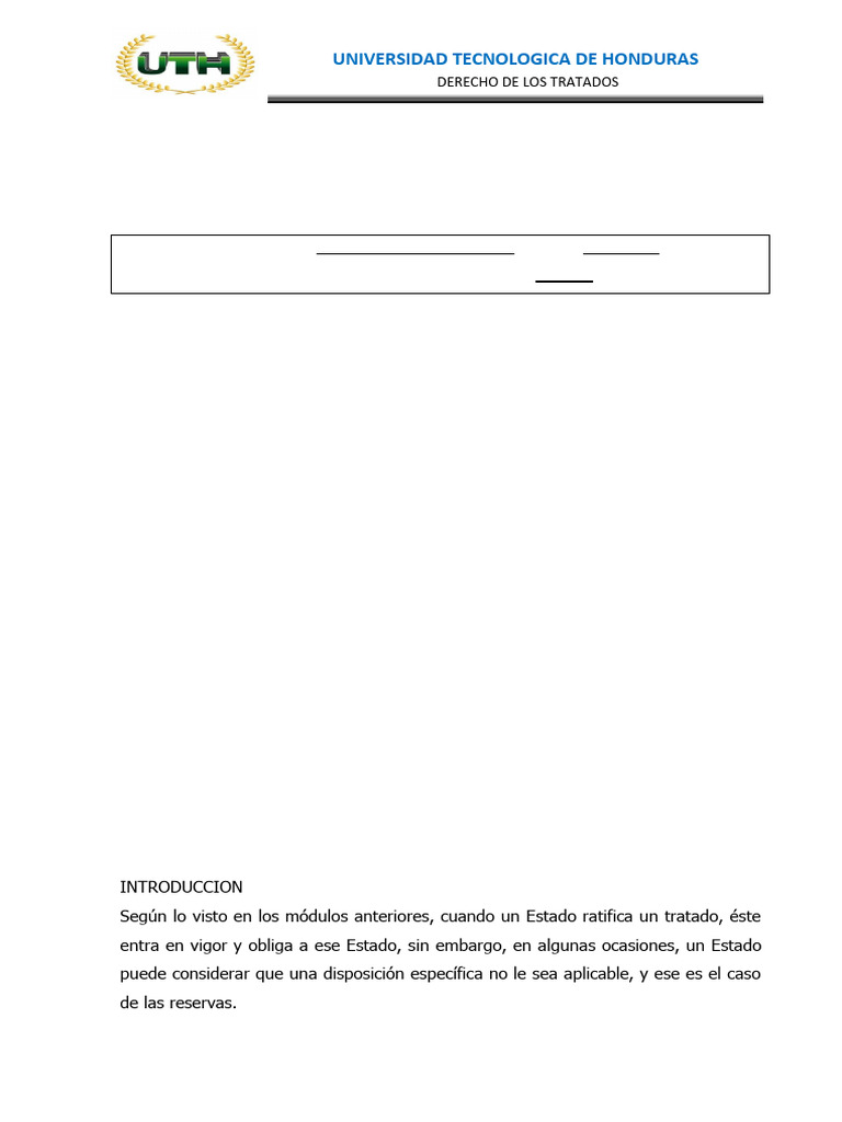Reservas en Derecho de Tratados | PDF | Tratado | Convenio europeo de ...
