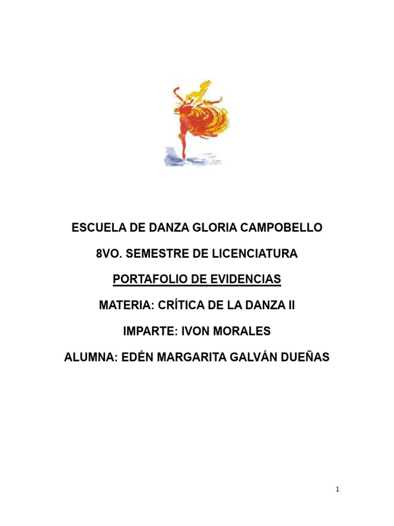 Portafolio de Evidencia CRITICA de La Danza | PDF | Bailes | Ballet