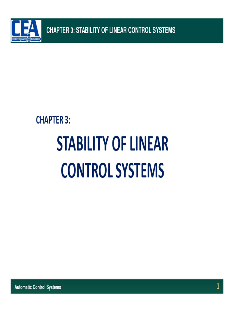 Stability in Linear Control Systems | PDF | Laplace Transform ...