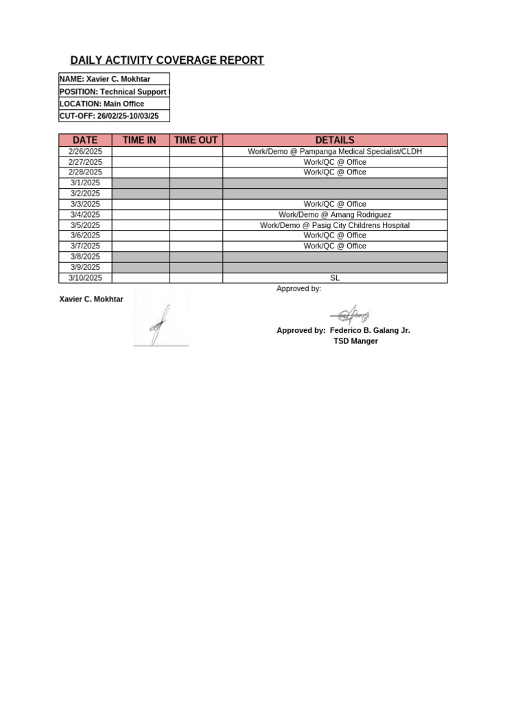 DACR TSD1 26-02-25 To 10-03-25 | PDF