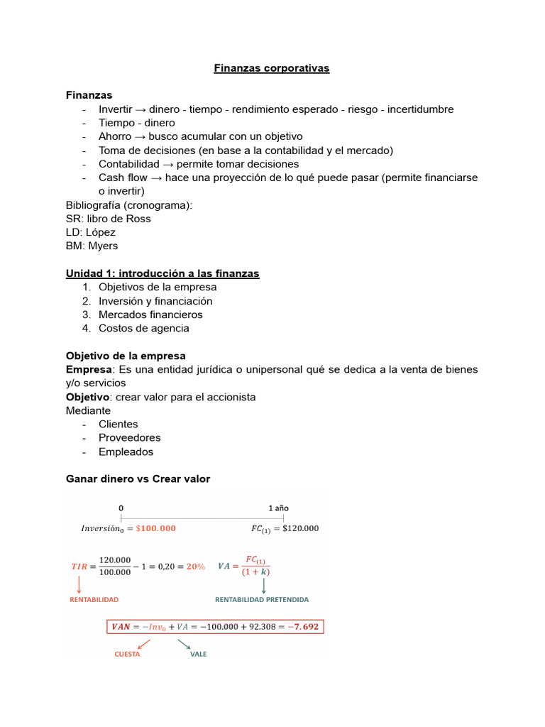 Finanzas Corporativas Apuntes | PDF | Compartir (Finanzas) | Inversiones