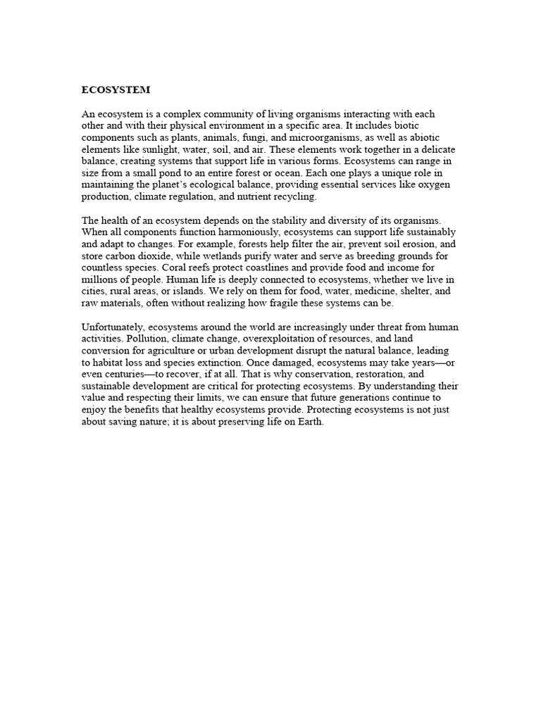 Understanding Ecosystems and Their Importance | PDF