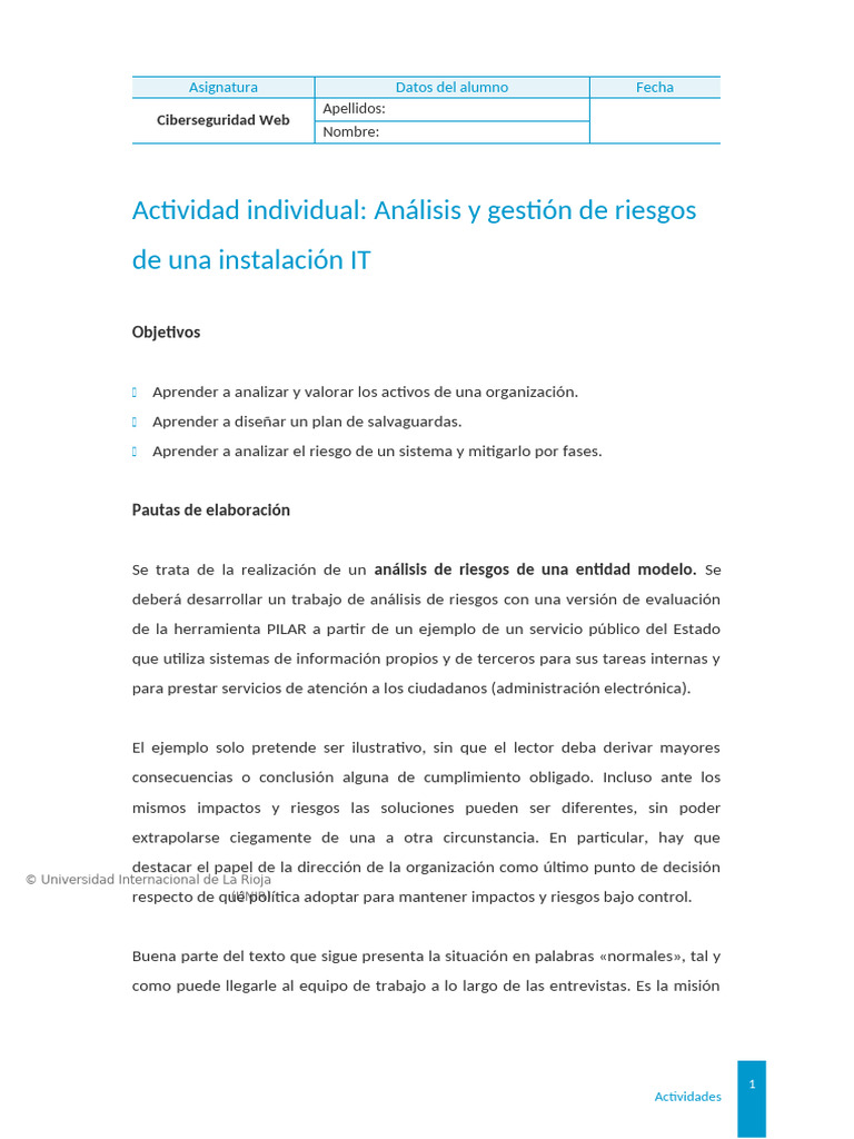 Análisis de Riesgos en Ciberseguridad IT | PDF | La seguridad ...