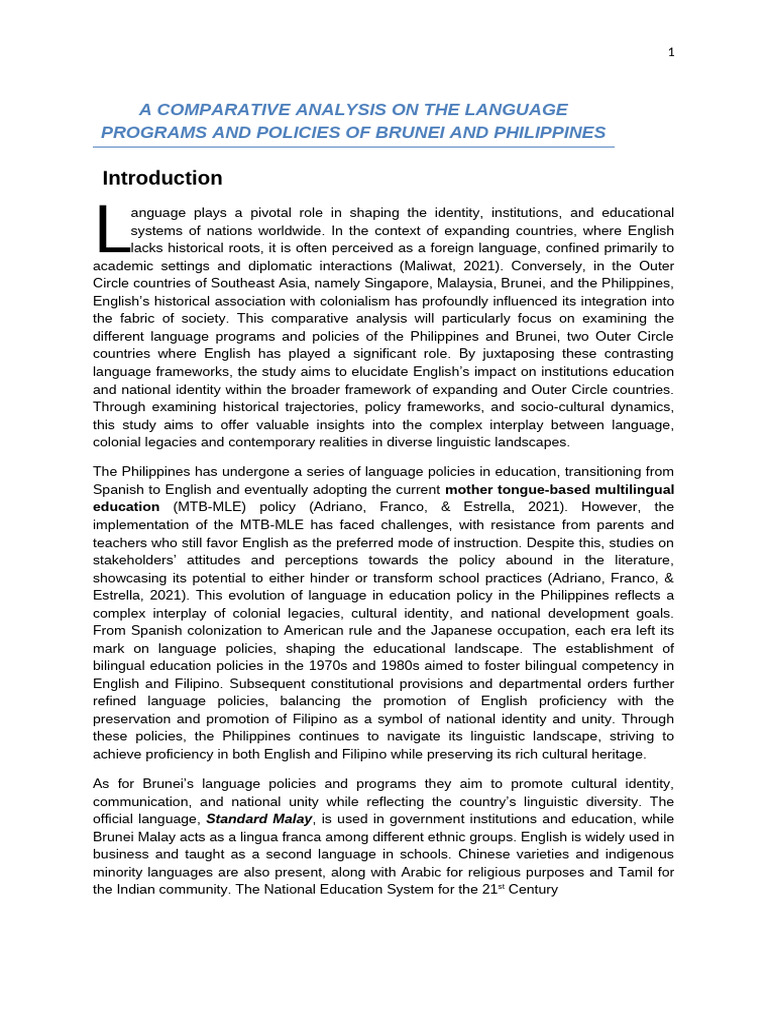 Language Policies in Brunei and Philippines | PDF | Multilingualism ...