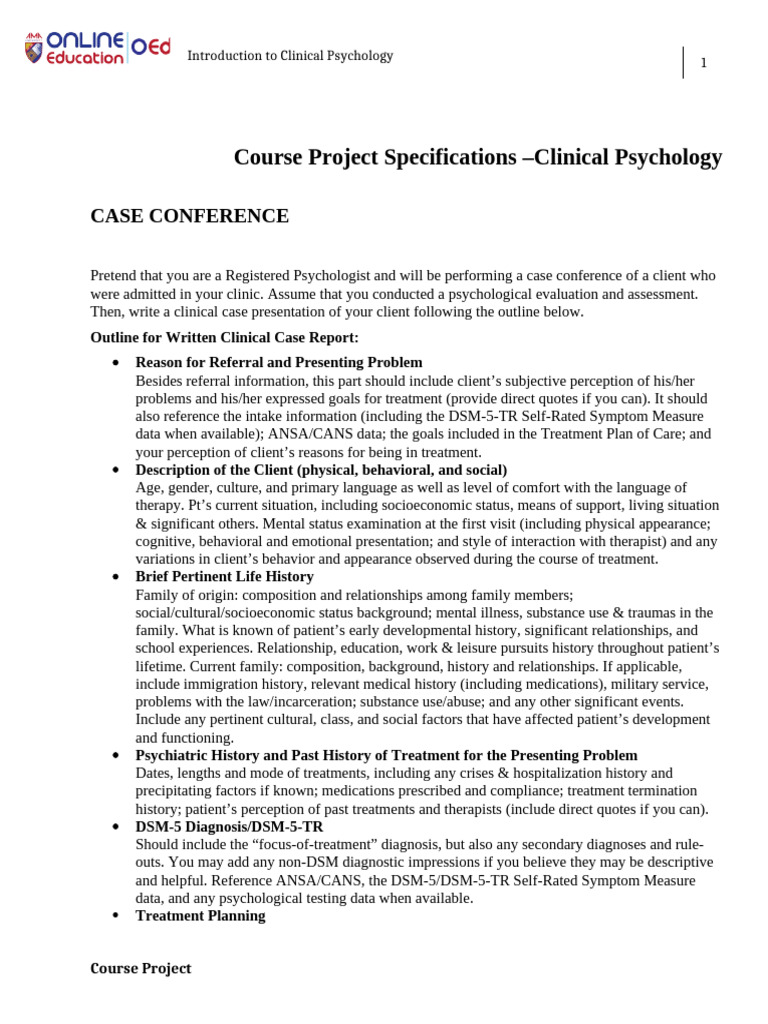 Clinical Case Presentation Guidelines | PDF | Clinical Psychology ...