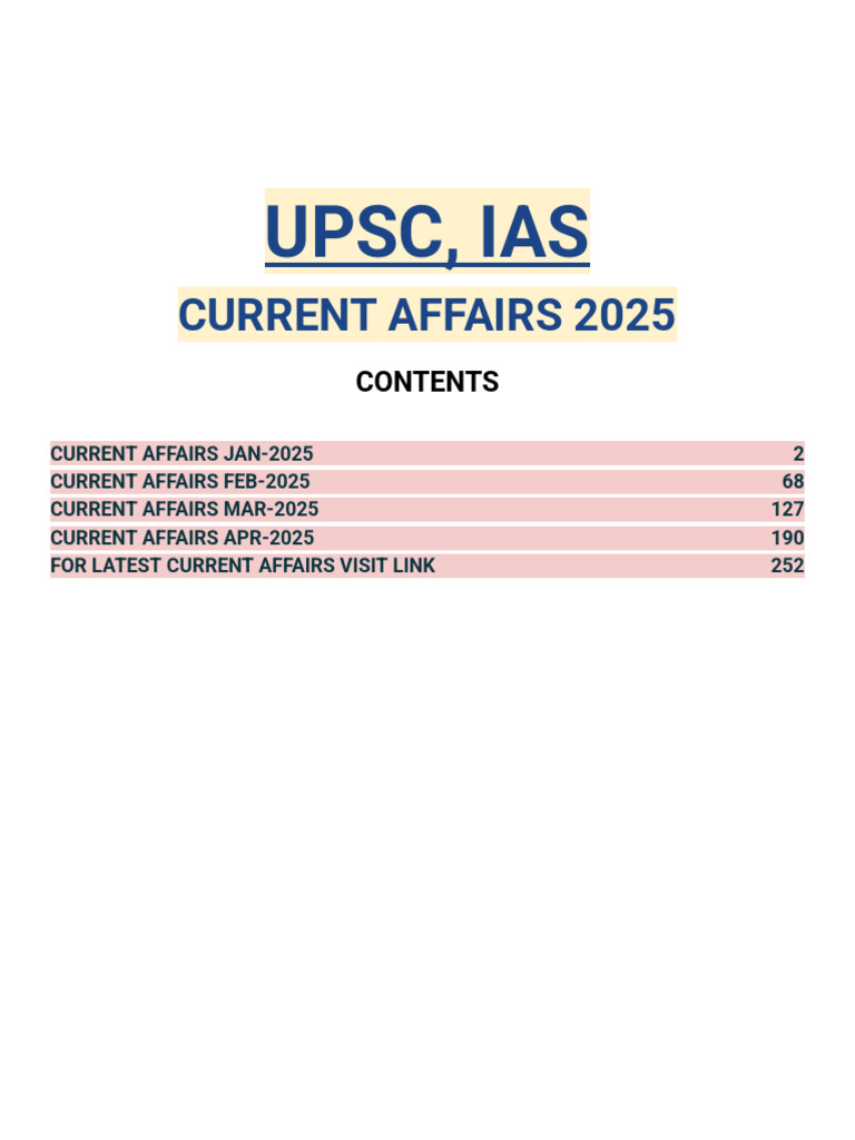 UPSC IAS Current Affairs January 2025 | PDF | World Economic Forum