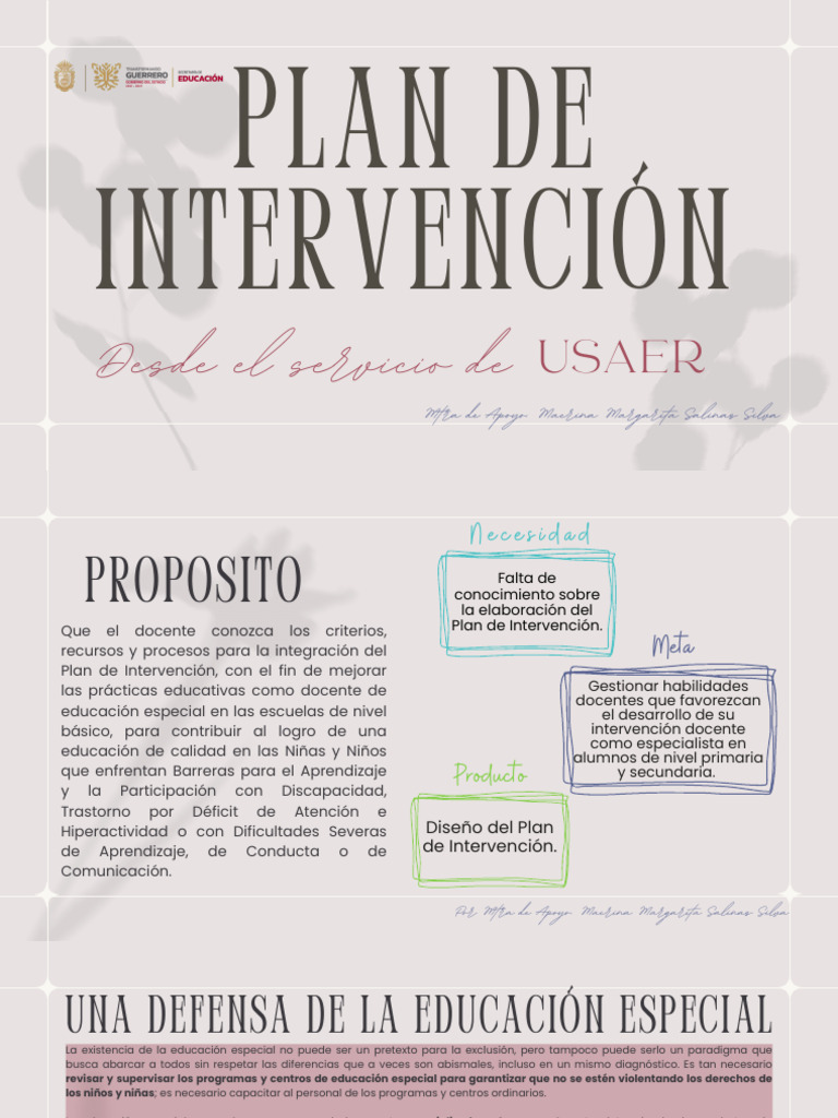 Plan de Intervención en Educación Especial | PDF | Educación especial ...