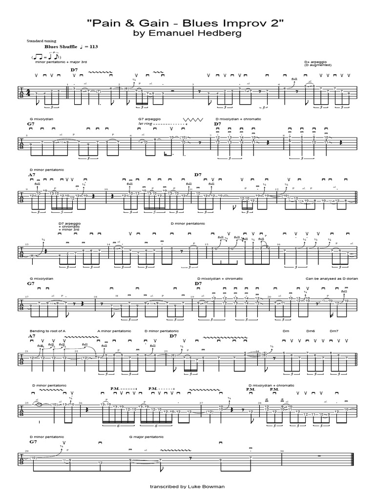 Tab - Pain & Gain - Blues Improv 2 | PDF | Musical Compositions | Music ...