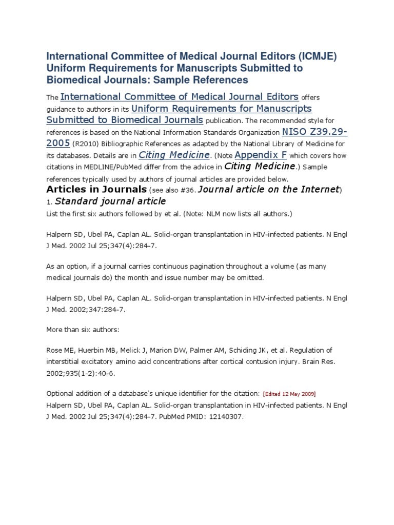 International Committee of Medical Journal Editors | PDF