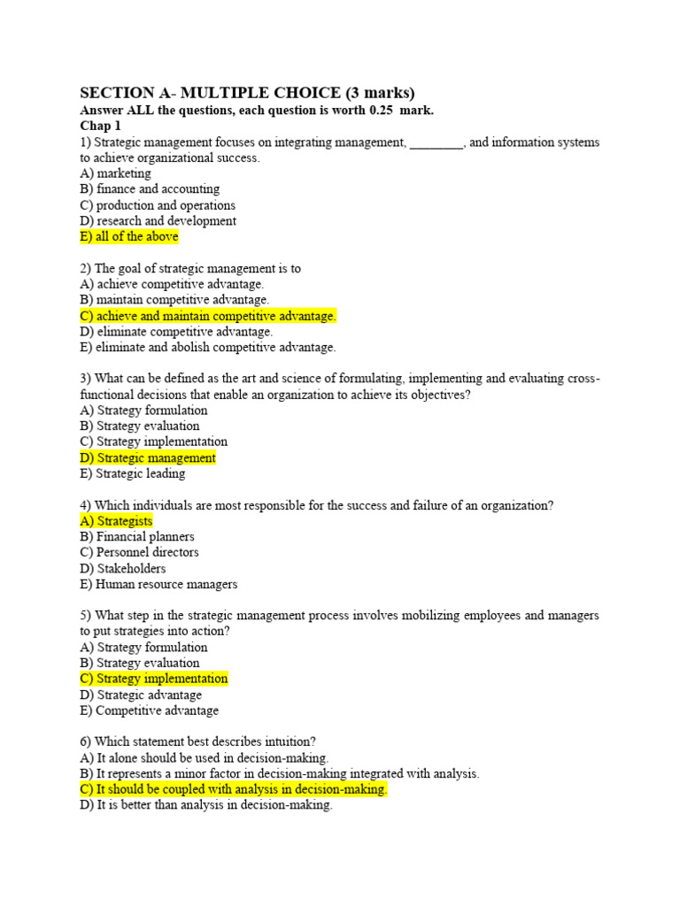 Review For Final Test | PDF | Strategic Management | Competitive Advantage