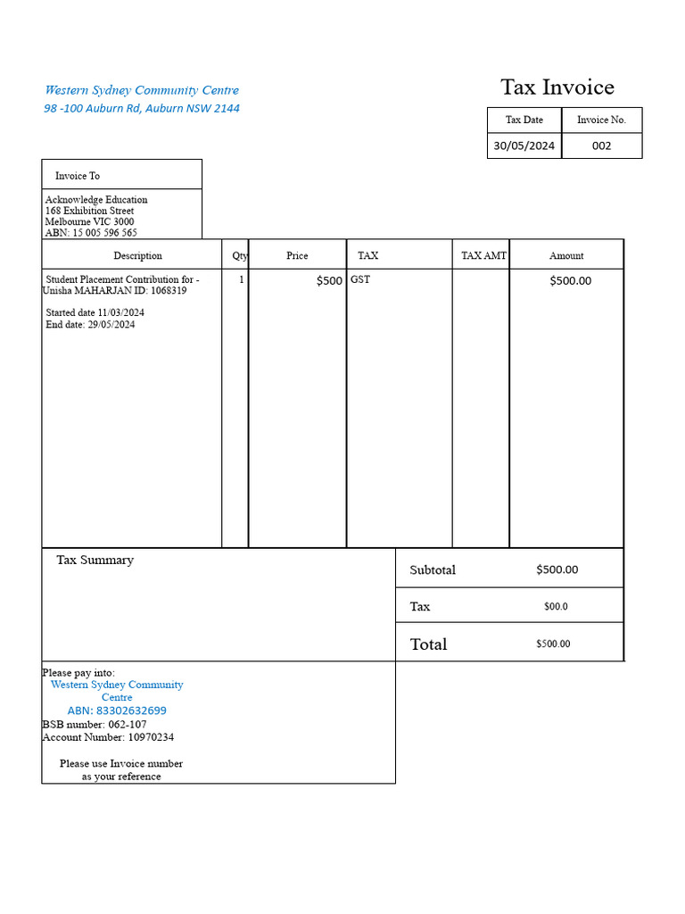 Acknowledge Invoice Template | PDF
