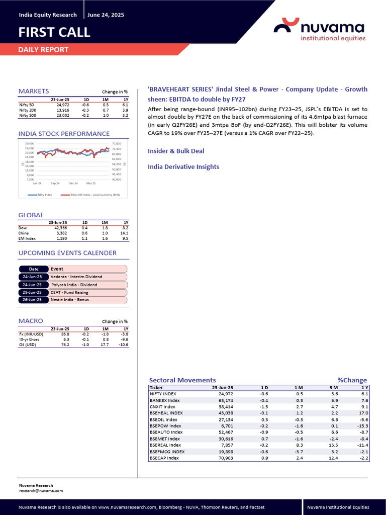 First+Call+-+June+24+2025-NUVAMA+(1) | PDF | Futures Contract ...