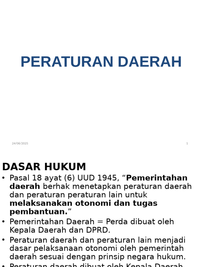 Dasar Hukum Pembentukan Perda | PDF