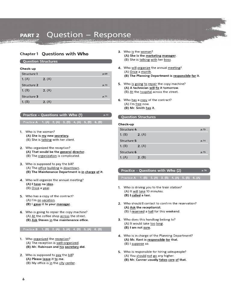Answer Key - ABC Toeic LC - Part 2 | PDF