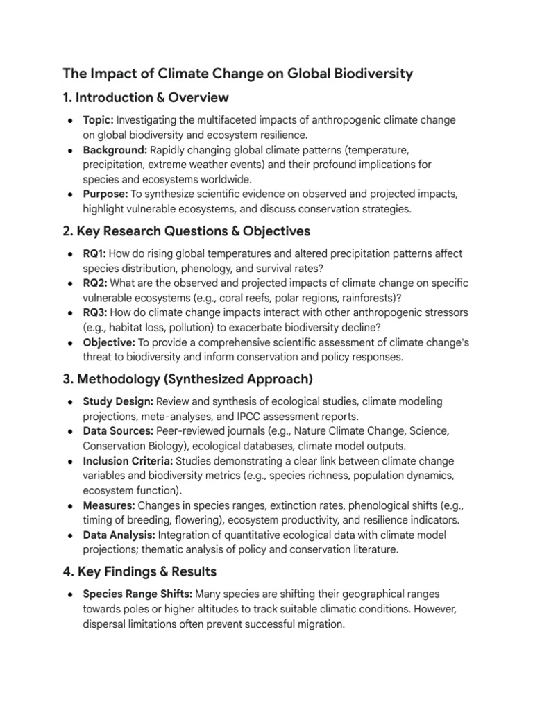The Impact of Climate Change On Global Biodiversity | PDF | Climate ...