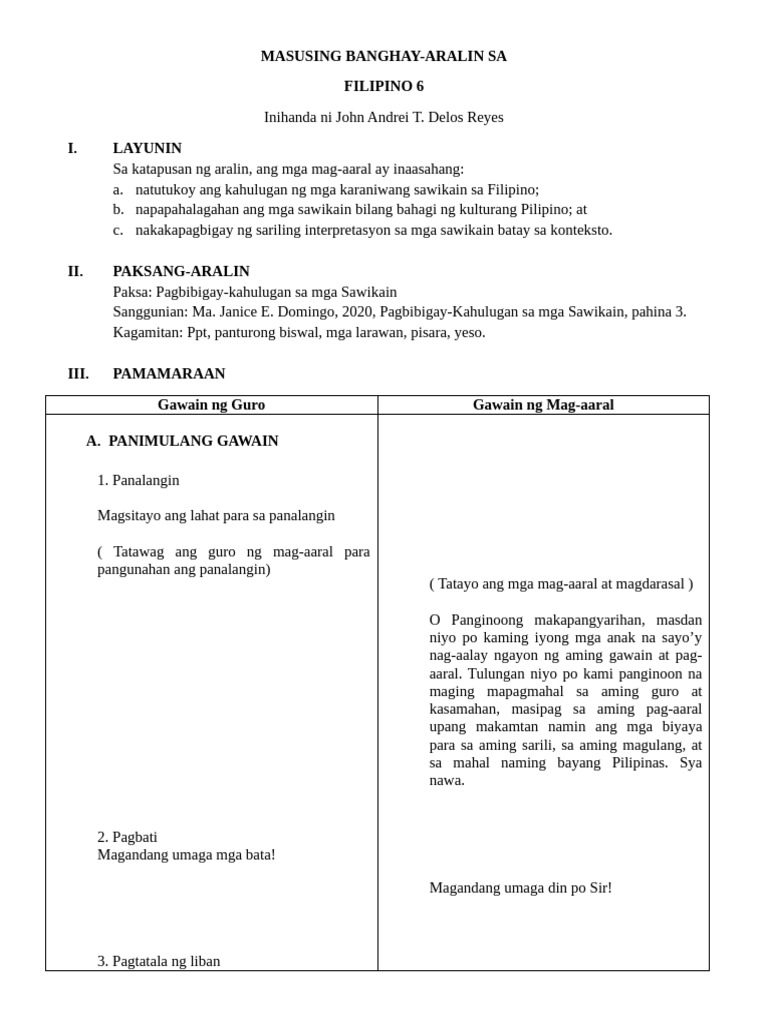 LP Filipino6 Week4 Day1 | PDF