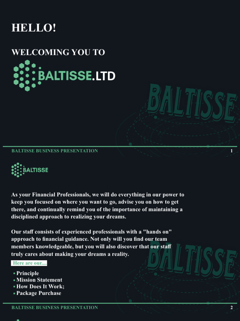 Baltisse English Business Presentation | PDF | Investing | Dividend