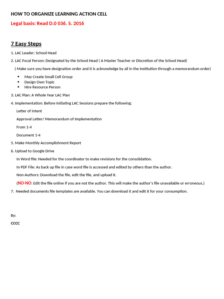 A.1 How To Organize Learning Action Cell | PDF