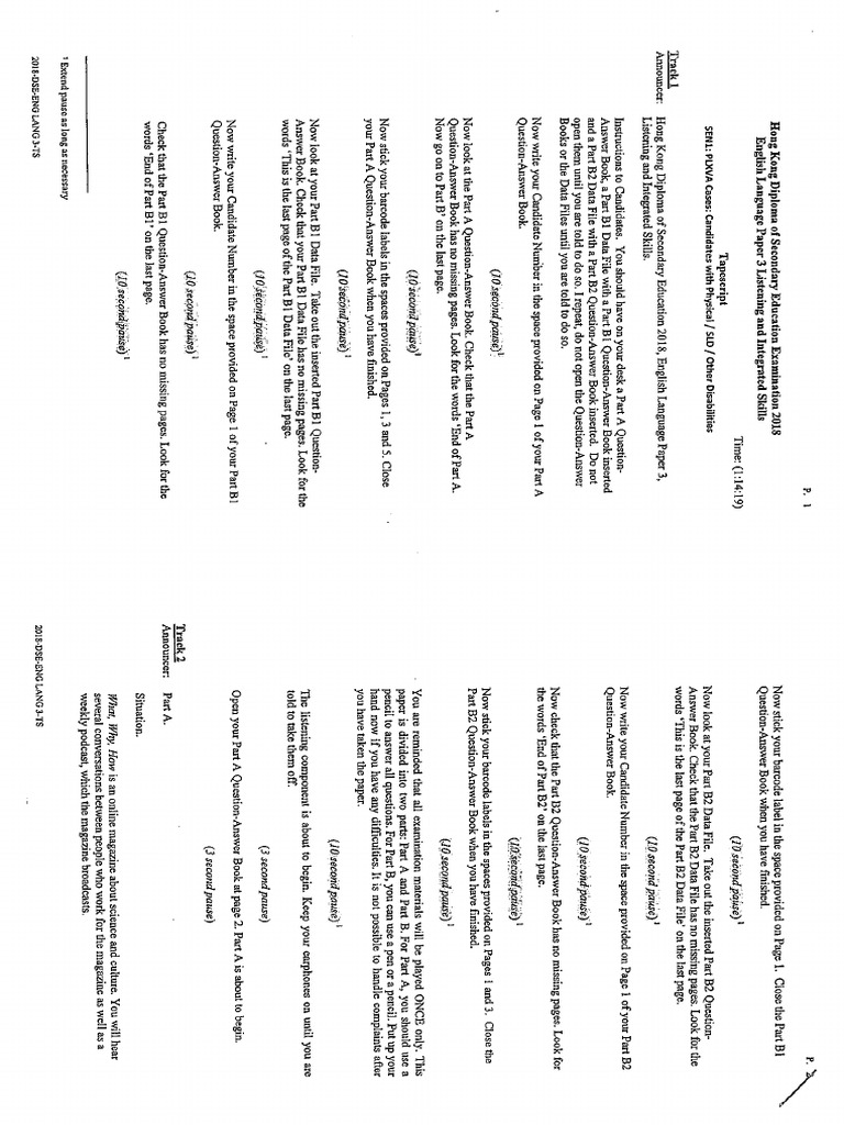 2018 Paper 3 Tapescript | PDF