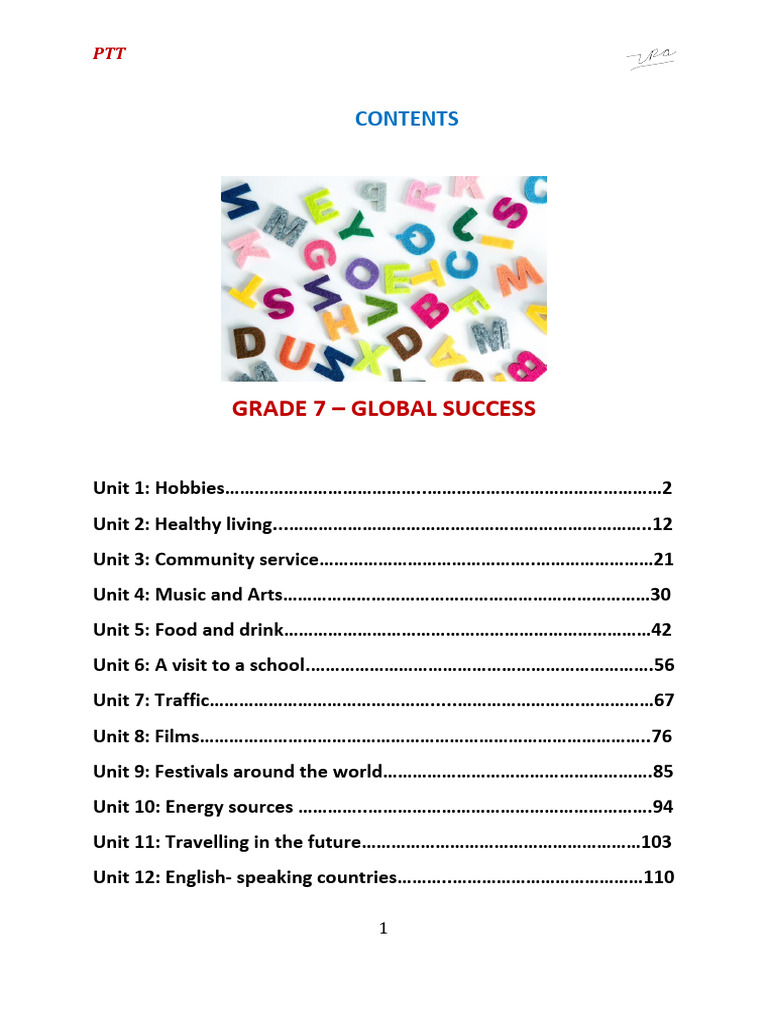 Vocab Grade 7 - Global Success | PDF | Hobbies