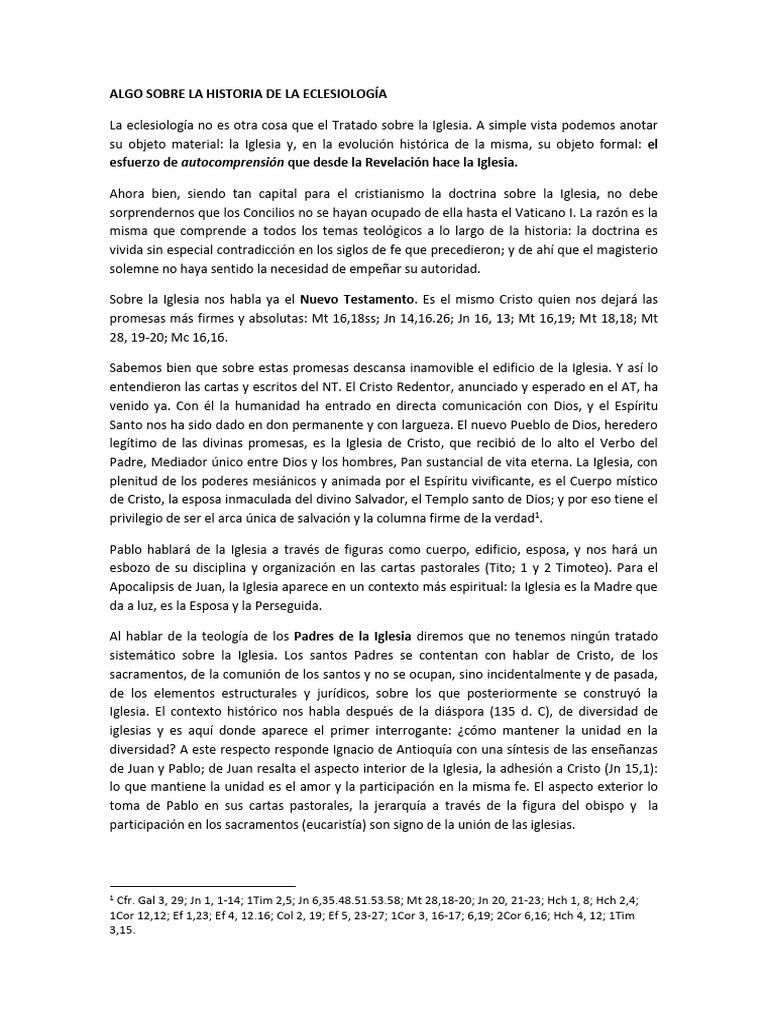 Historia de la Eclesiología Cristiana | PDF | Iglesia Católica | Cristo ...