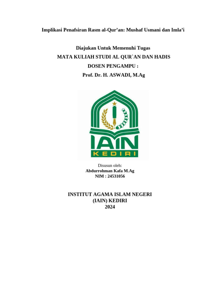 Perbandingan Rasm Usmani dan Imla’i | PDF