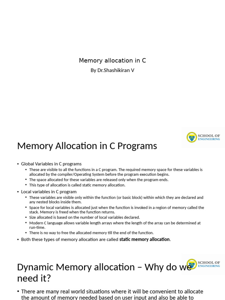 C Memory Allocation Explained | PDF | Pointer (Computer Programming ...