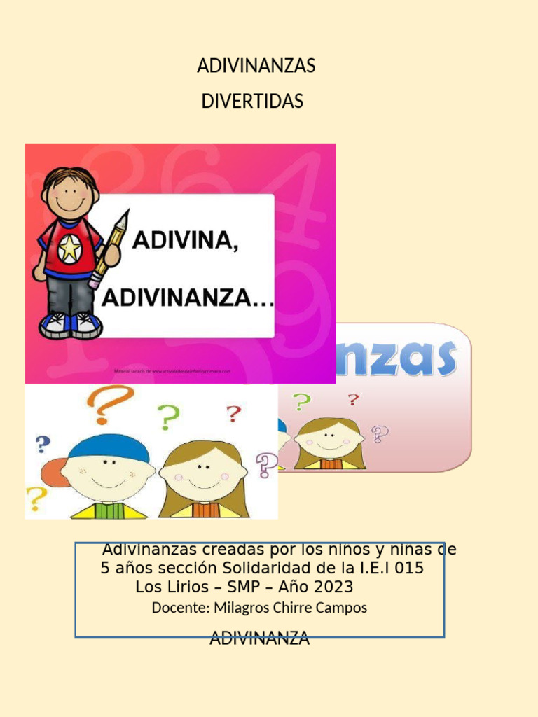 Adivinanzas Divertidas para Niños de 5 Años | PDF