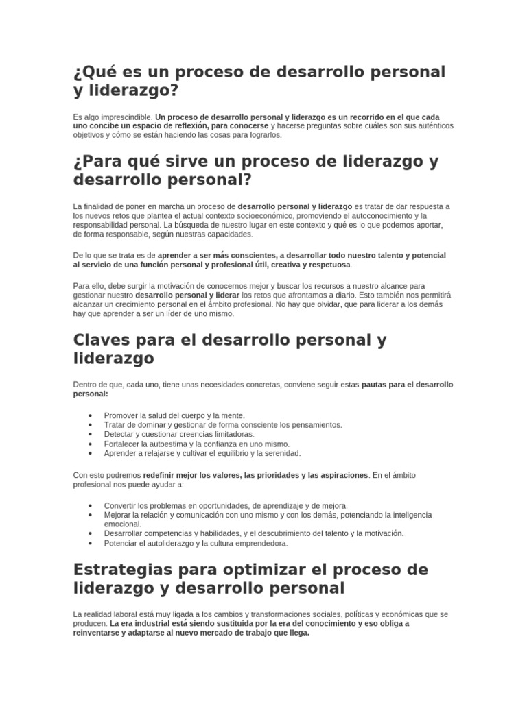 Desarrollo Personal y Liderazgo Efectivo | PDF | Desarrollo personal ...