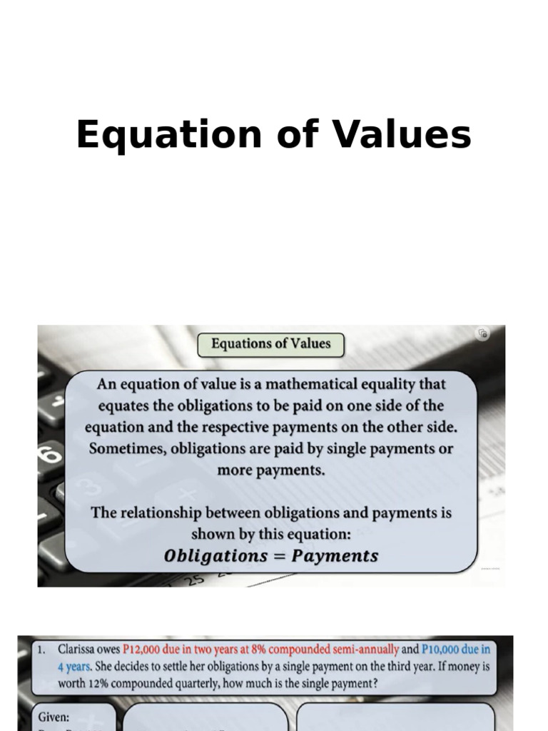 Chapter 2 Equation of Values | PDF