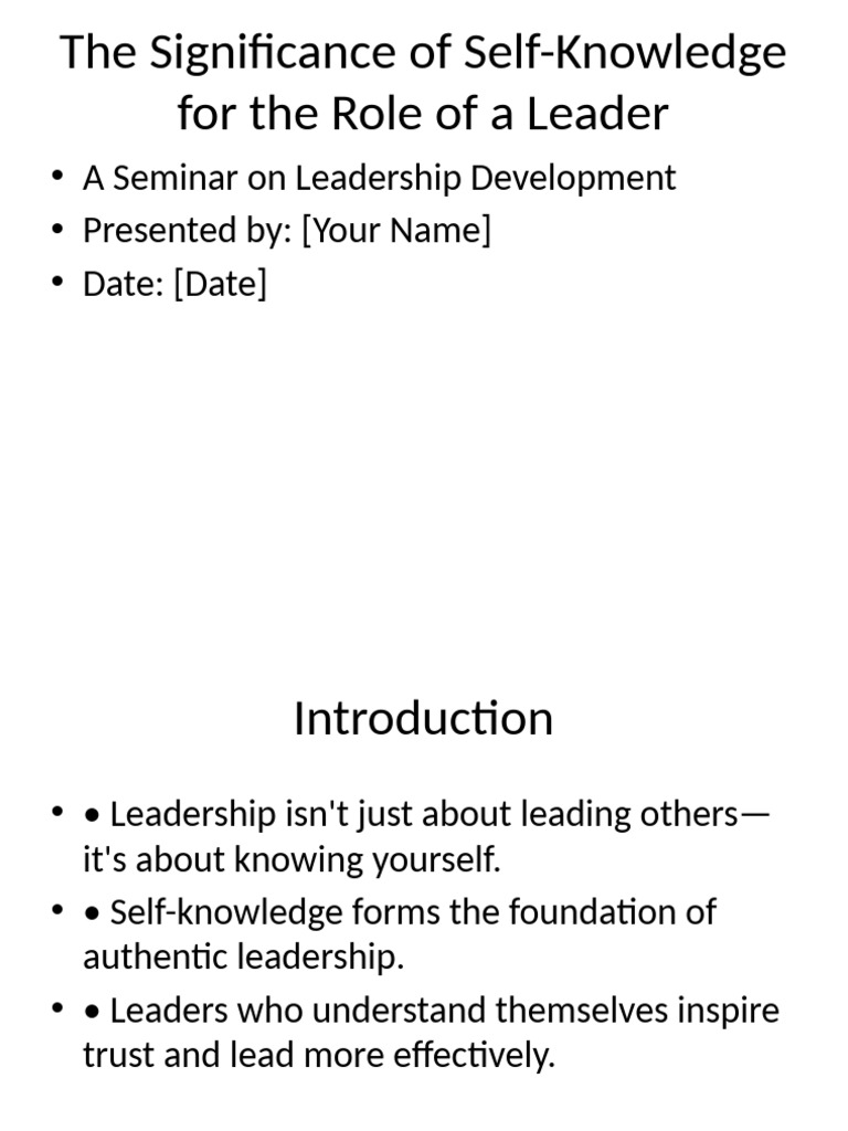 Importance of Self-Knowledge in Leadership | PDF