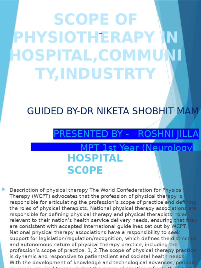 Physiotherapy Scope in Healthcare Settings | PDF | Physical Therapy ...
