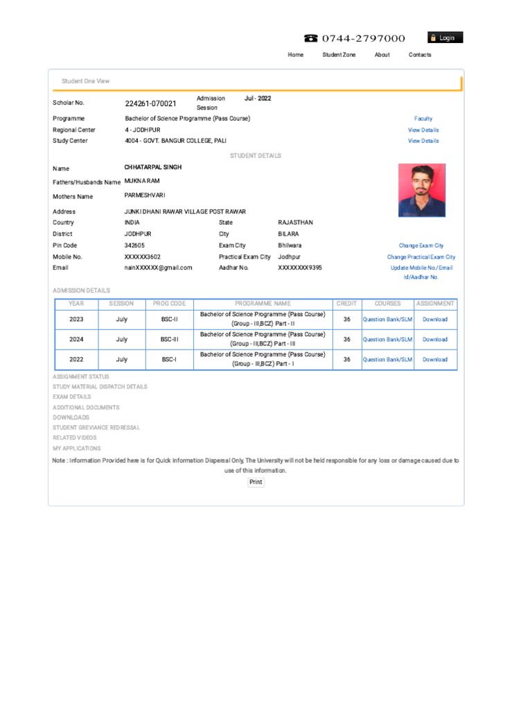 Students One View, VMOU | PDF