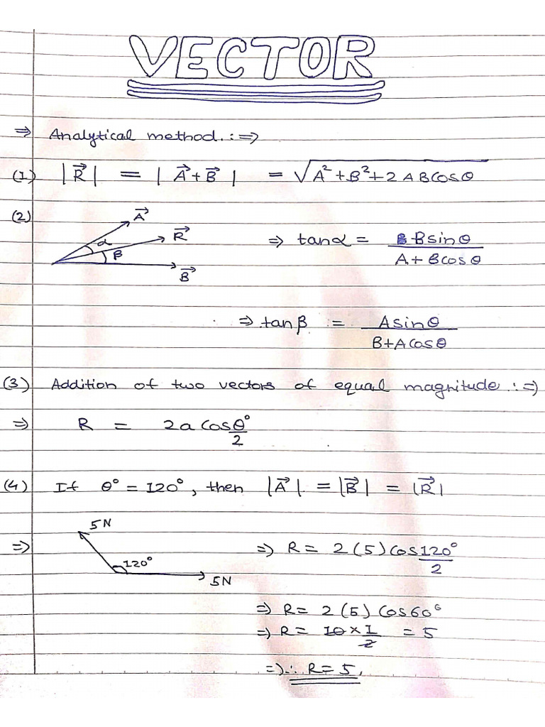 11th Vector Chapter Formula Book by Shiv | PDF