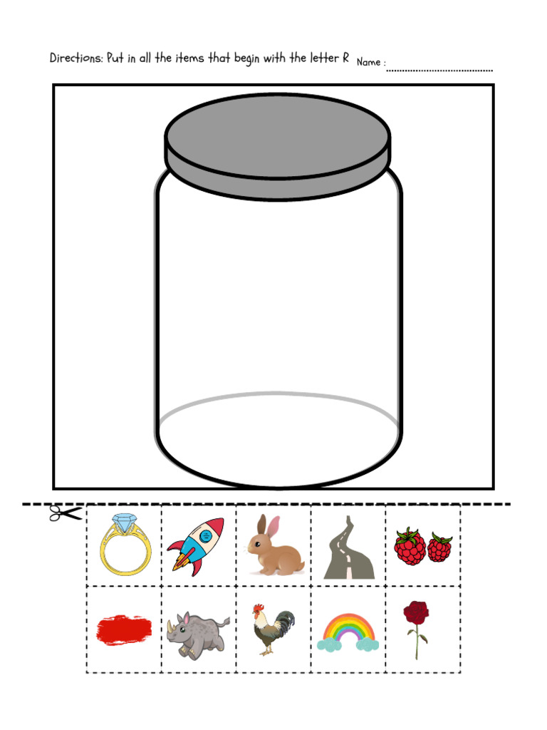 Directions: Put in All The Items That Begin With The Letter R | PDF