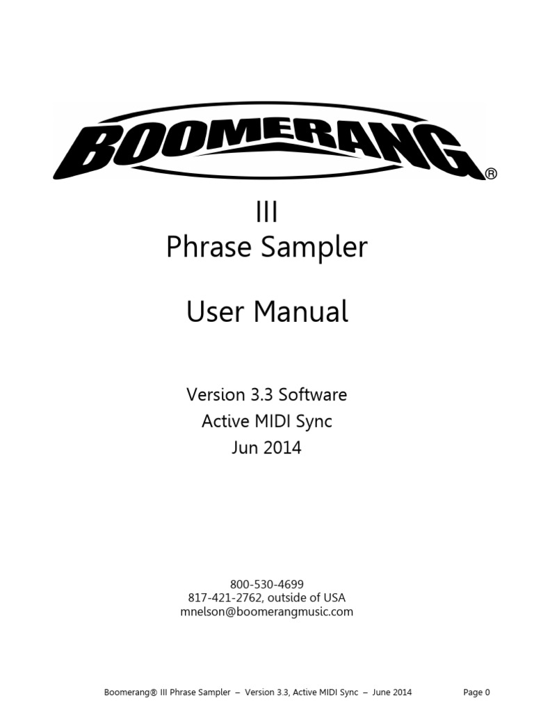 Boomerang III Phrase Sampler Manual | PDF