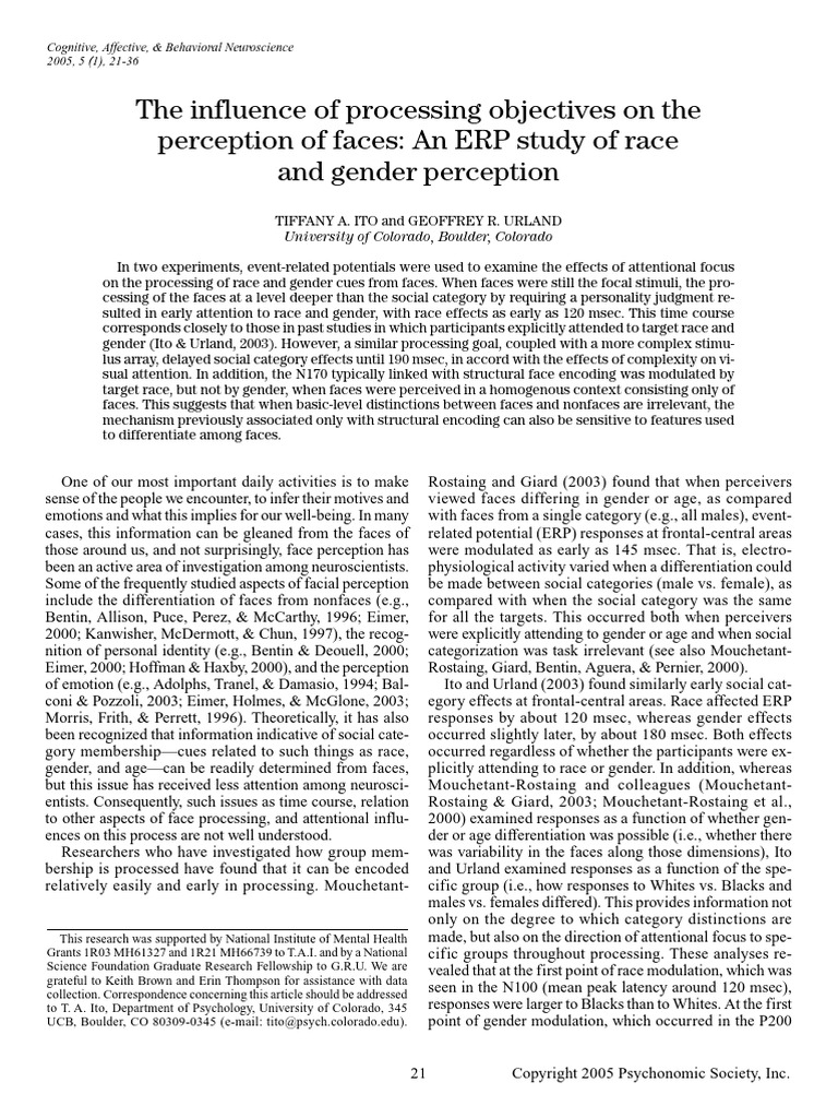 ERP Study on Face Perception Cues | PDF | Event Related Potential ...