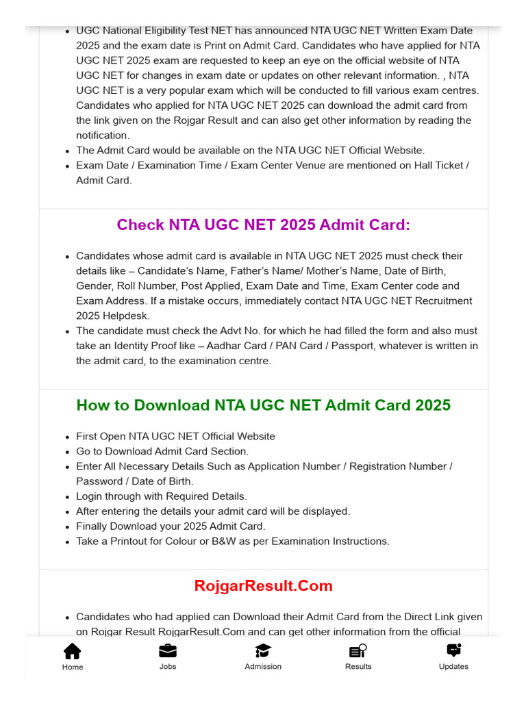 UGC NET 2025 Admit Card Download Guide | PDF