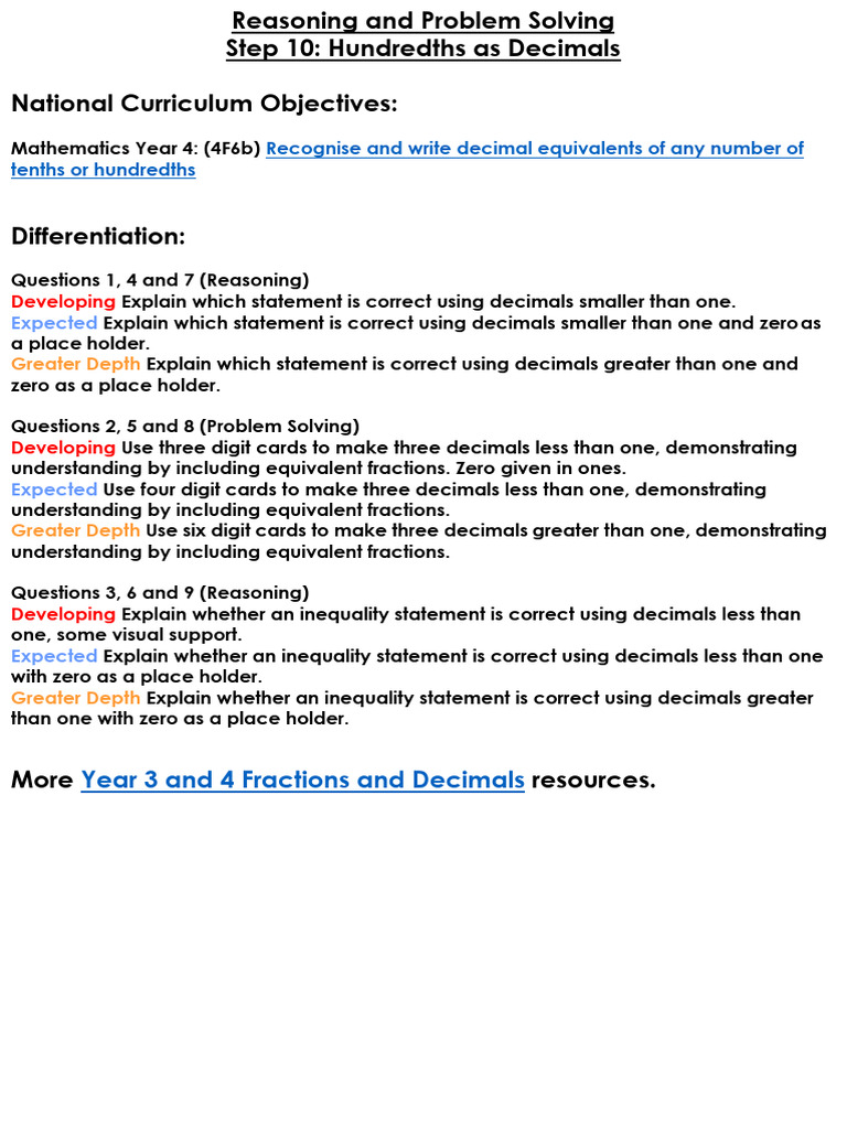 Friday Worksheets: Decimals & Fractions | PDF | Decimal | Numbers