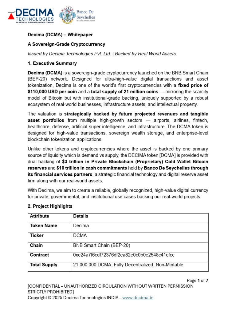 DCMA Whitepaper v1.0 | PDF | Cryptocurrency | Bitcoin