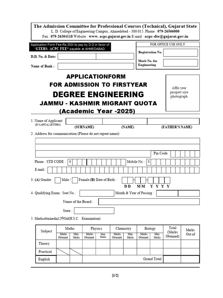 Be Btech Application Form1750226918 | PDF